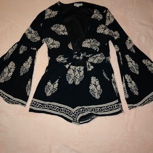 Blue and cream romper